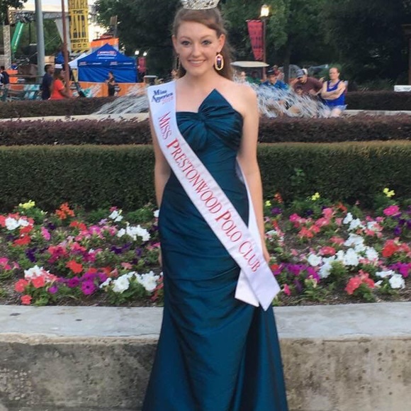 Teal Floor Length Evening Gown - Picture 2 of 3